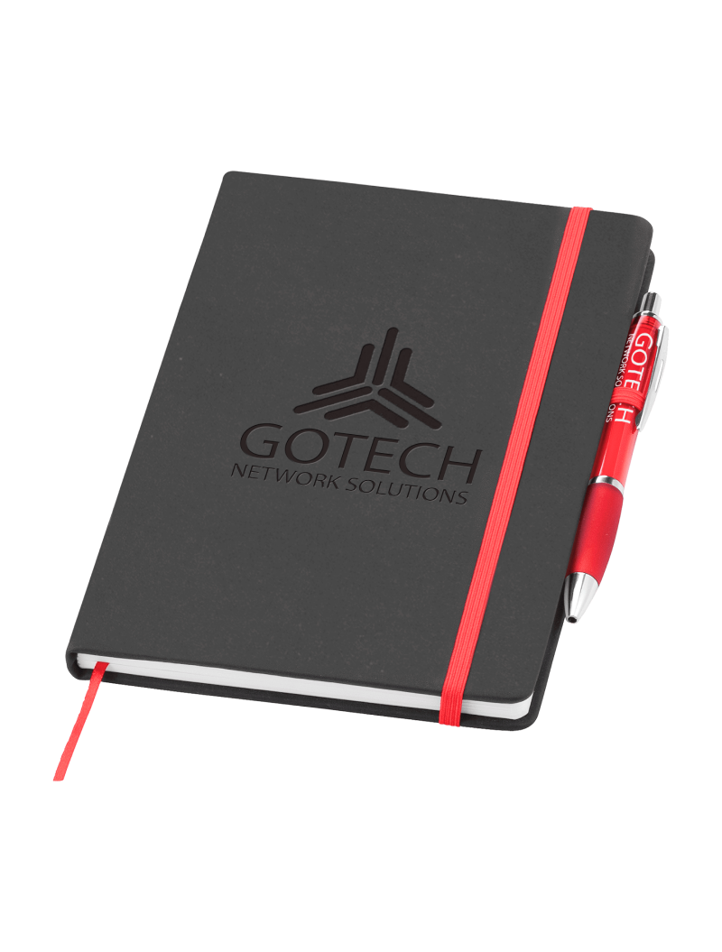 Блокнот Gotech A5 с резинкой и шариковой ручкой